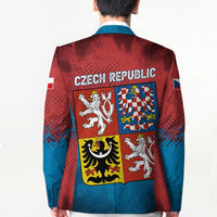 Czech Republic Blazer with Blue Red Gradient Design and National Coat of Arms - Wonder Print Shop