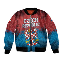 Czech Republic Bomber Jacket with Blue Red Gradient Design and National Coat of Arms - Wonder Print Shop
