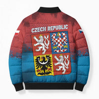 Czech Republic Bomber Puffer Jacket with Blue Red Gradient Design and National Coat of Arms - Wonder Print Shop