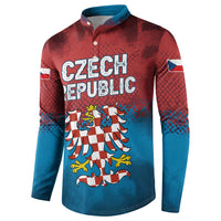 Czech Republic Button Sweatshirt with Blue Red Gradient Design and National Coat of Arms - Wonder Print Shop