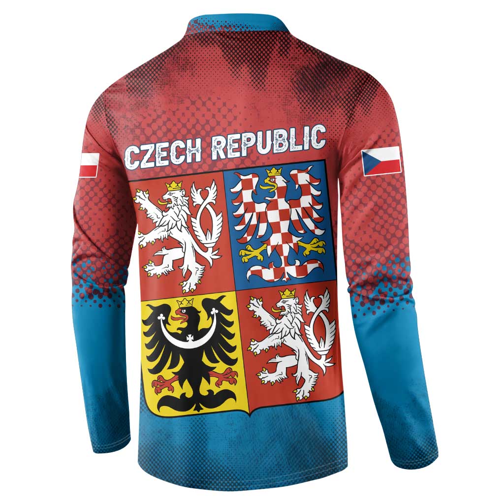 Czech Republic Button Sweatshirt with Blue Red Gradient Design and National Coat of Arms - Wonder Print Shop