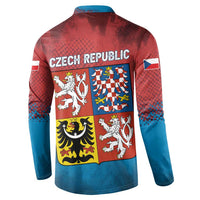 Czech Republic Button Sweatshirt with Blue Red Gradient Design and National Coat of Arms - Wonder Print Shop