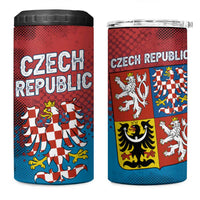 Czech Republic 4 in 1 Can Cooler Tumbler with Blue Red Gradient Design and National Coat of Arms - Wonder Print Shop