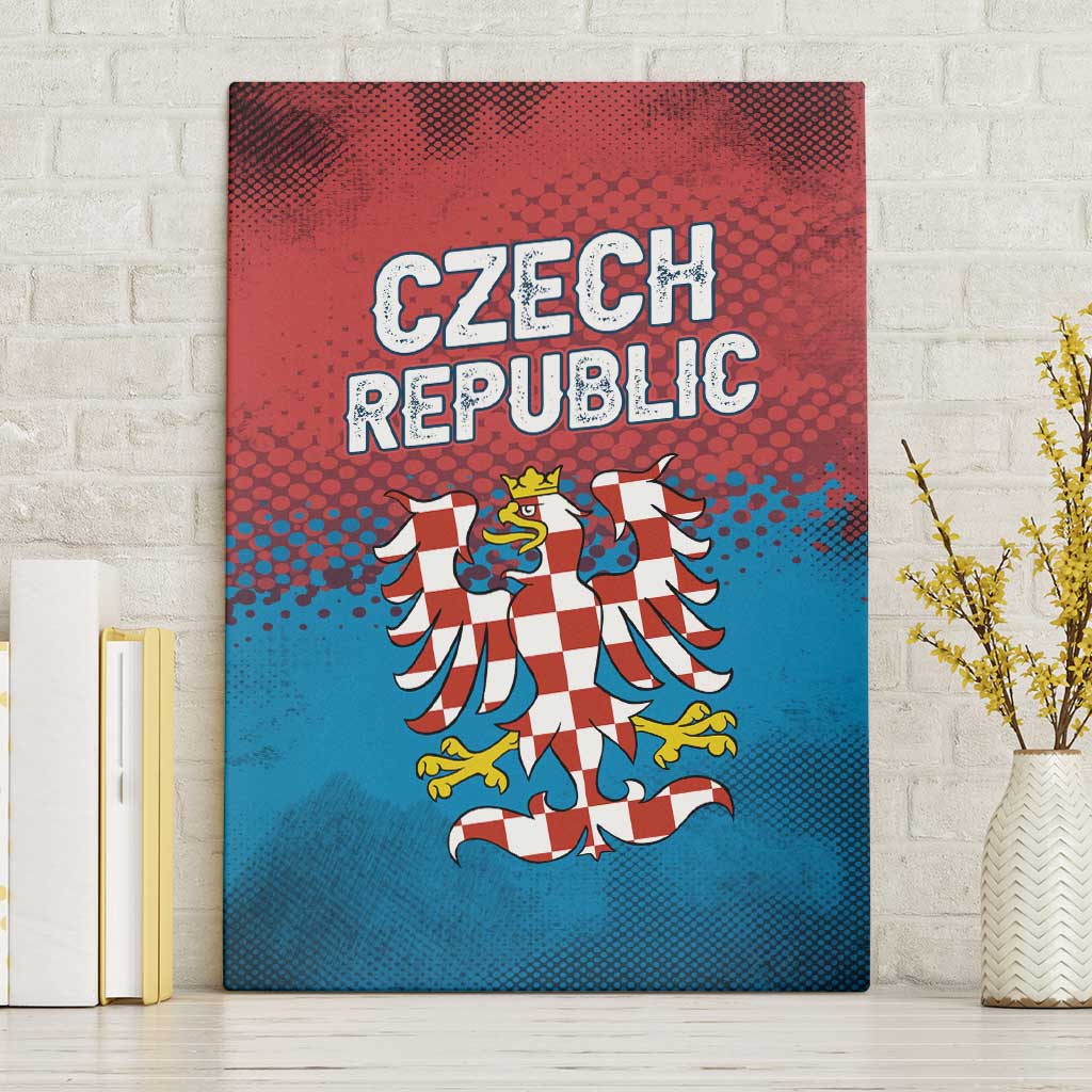 Czech Republic Canvas Wall Art with Blue Red Gradient Design and National Coat of Arms - Wonder Print Shop
