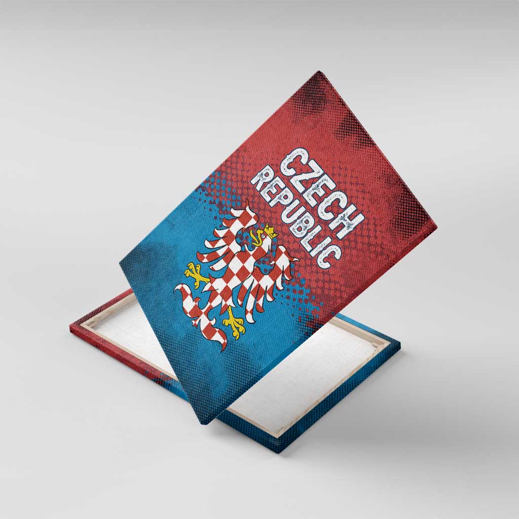 Czech Republic Canvas Wall Art with Blue Red Gradient Design and National Coat of Arms - Wonder Print Shop
