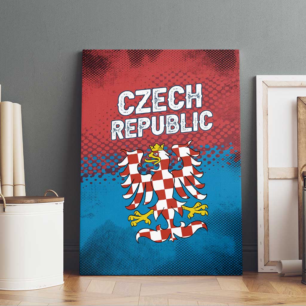 Czech Republic Canvas Wall Art with Blue Red Gradient Design and National Coat of Arms - Wonder Print Shop
