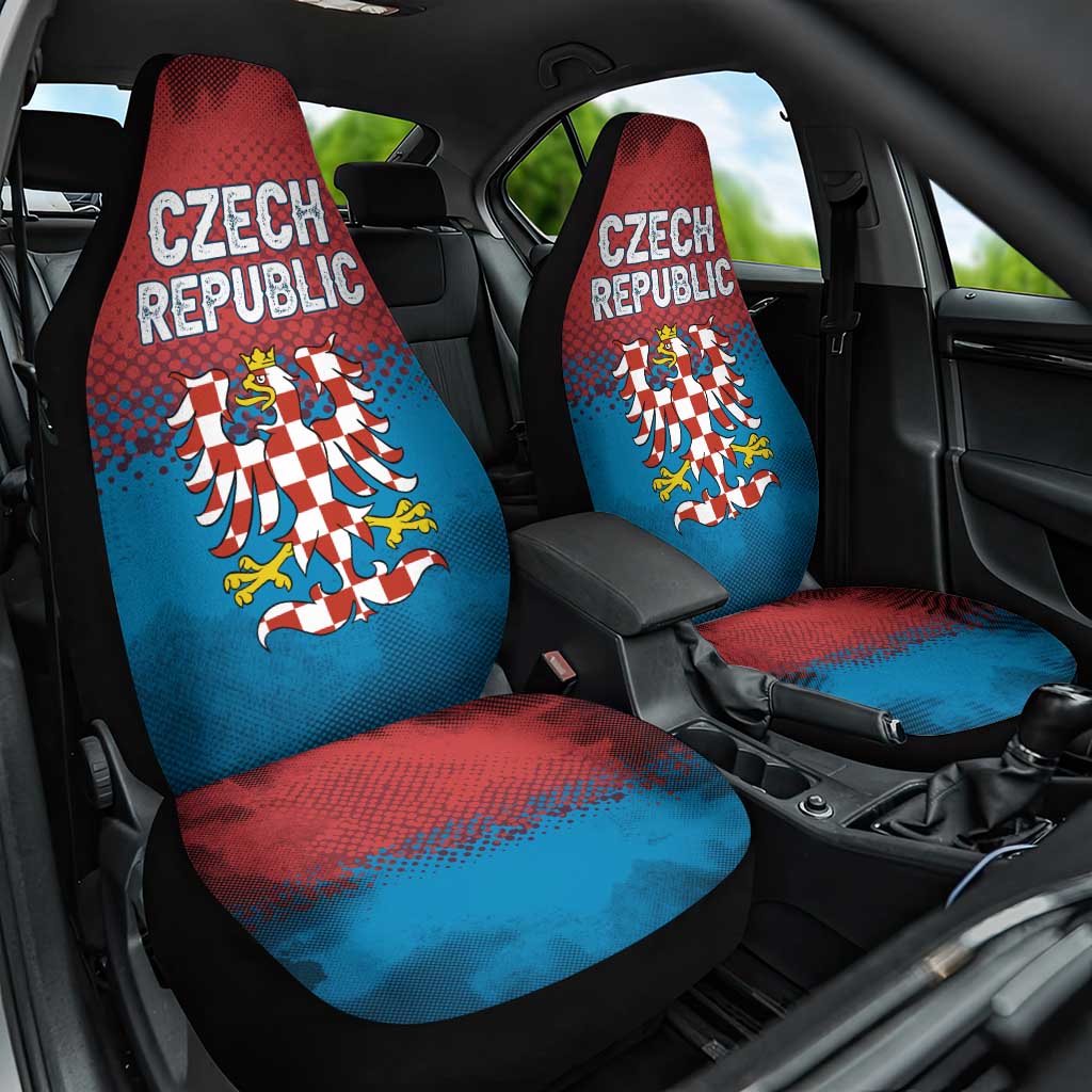 Czech Republic Car Seat Cover with Blue Red Gradient Design and National Coat of Arms - Wonder Print Shop