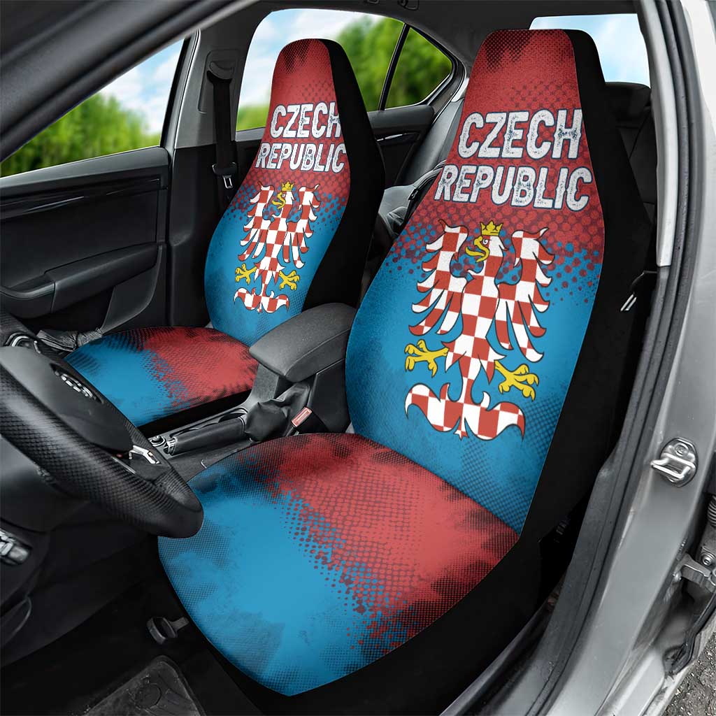 Czech Republic Car Seat Cover with Blue Red Gradient Design and National Coat of Arms - Wonder Print Shop