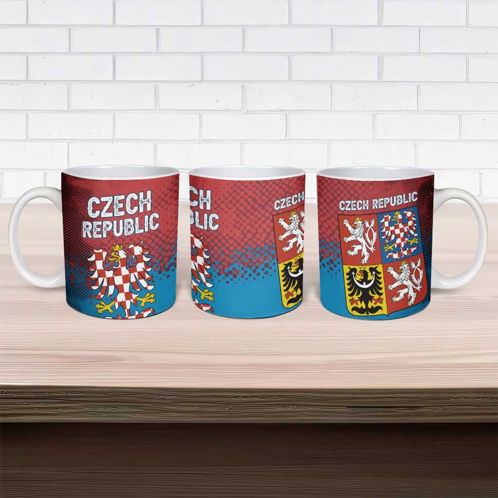 Czech Republic Ceramic Mug with Blue Red Gradient Design and National Coat of Arms - Wonder Print Shop