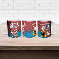 Czech Republic Ceramic Mug with Blue Red Gradient Design and National Coat of Arms - Wonder Print Shop