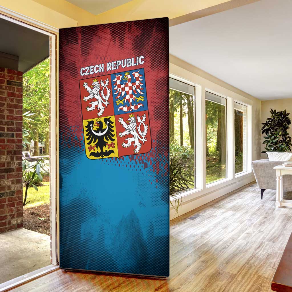 Czech Republic Door Cover with Blue Red Gradient Design and National Coat of Arms - Wonder Print Shop