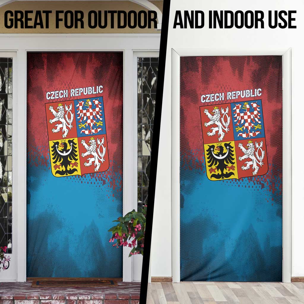 Czech Republic Door Cover with Blue Red Gradient Design and National Coat of Arms - Wonder Print Shop
