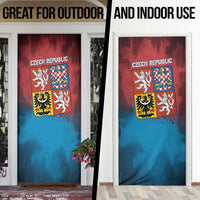 Czech Republic Door Cover with Blue Red Gradient Design and National Coat of Arms - Wonder Print Shop