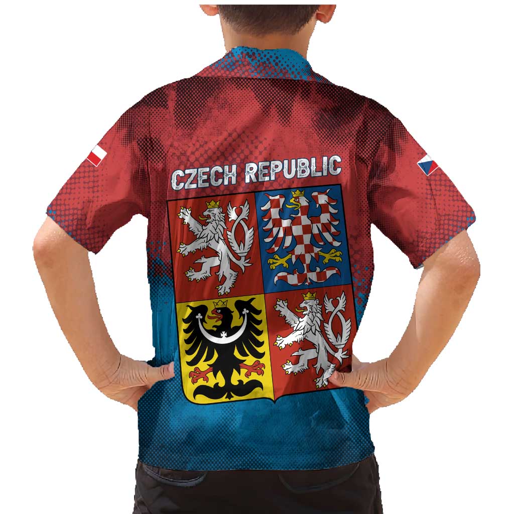 Czech Republic Family Matching Mermaid Dress and Hawaiian Shirt with Blue Red Gradient Design and National Coat of Arms - Wonder Print Shop