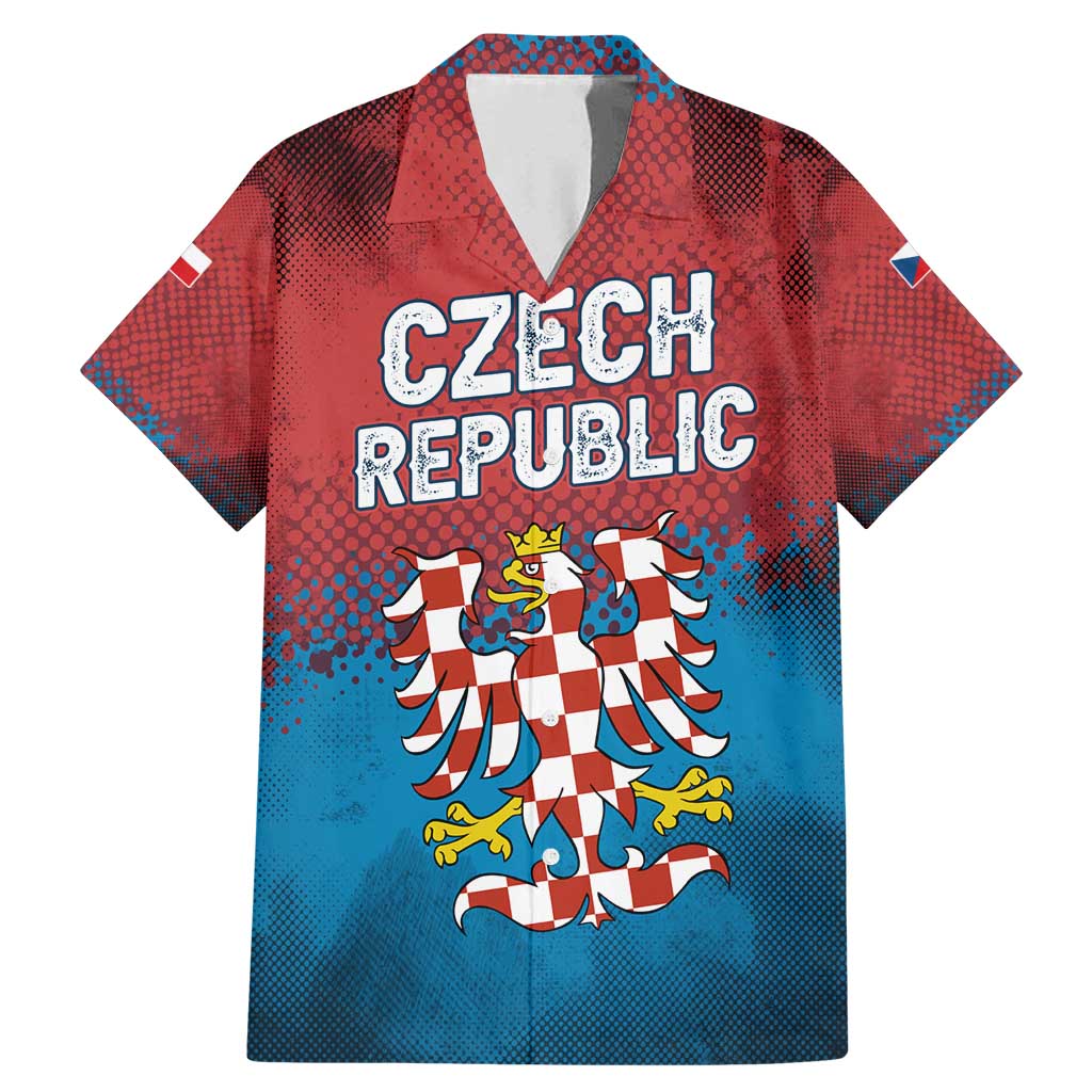 Czech Republic Family Matching Mermaid Dress and Hawaiian Shirt with Blue Red Gradient Design and National Coat of Arms - Wonder Print Shop