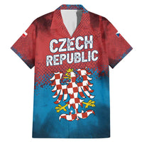 Czech Republic Family Matching Mermaid Dress and Hawaiian Shirt with Blue Red Gradient Design and National Coat of Arms - Wonder Print Shop