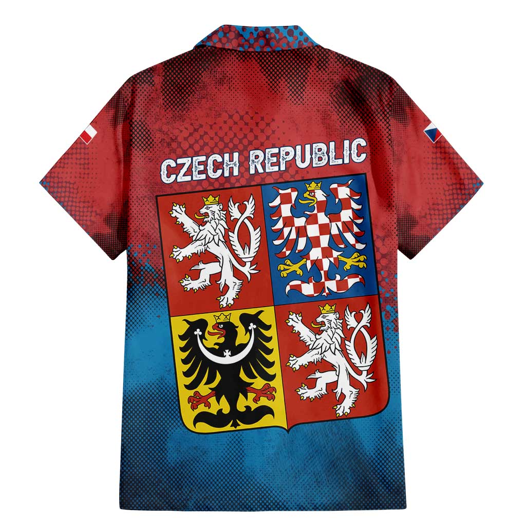 Czech Republic Family Matching Mermaid Dress and Hawaiian Shirt with Blue Red Gradient Design and National Coat of Arms - Wonder Print Shop