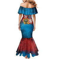 Czech Republic Family Matching Mermaid Dress and Hawaiian Shirt with Blue Red Gradient Design and National Coat of Arms - Wonder Print Shop