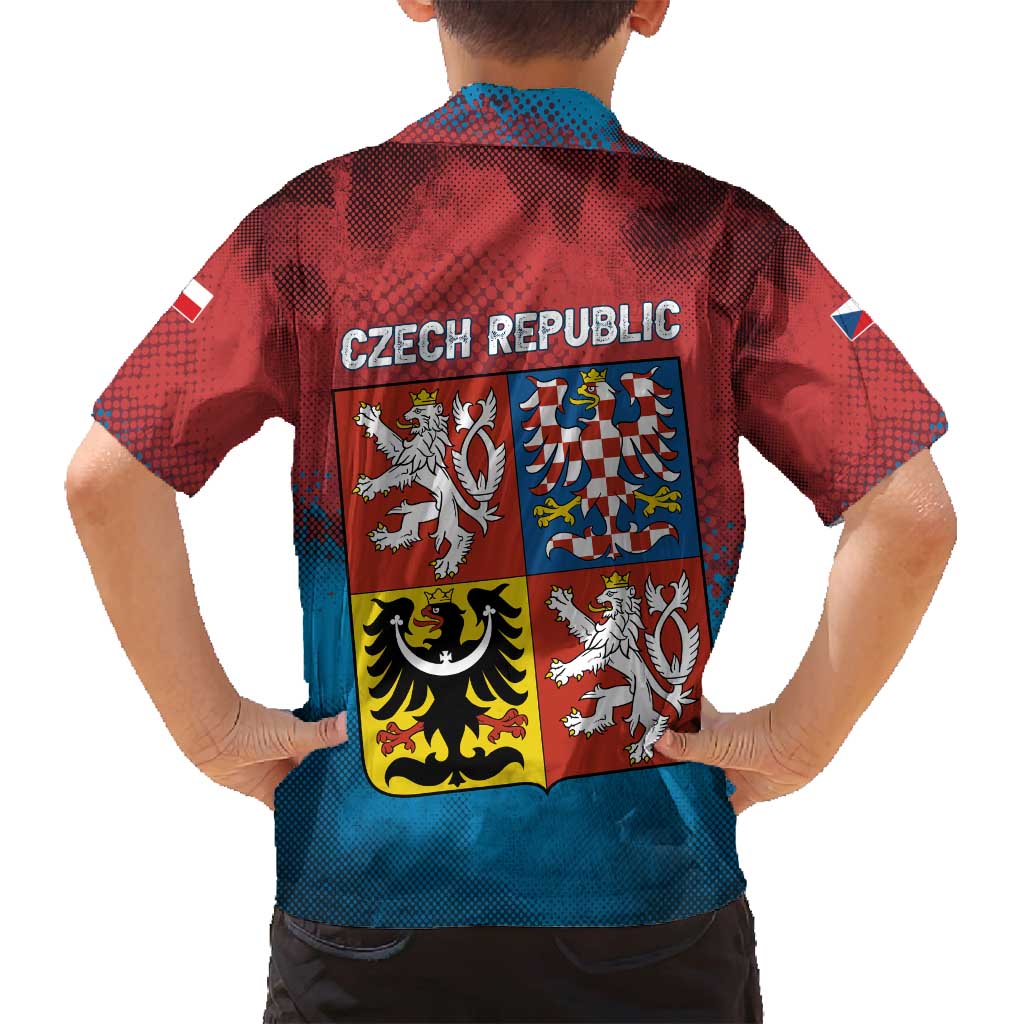 Czech Republic Family Matching Puletasi and Hawaiian Shirt with Blue Red Gradient Design and National Coat of Arms - Wonder Print Shop