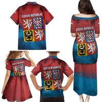 Czech Republic Family Matching Puletasi and Hawaiian Shirt with Blue Red Gradient Design and National Coat of Arms - Wonder Print Shop