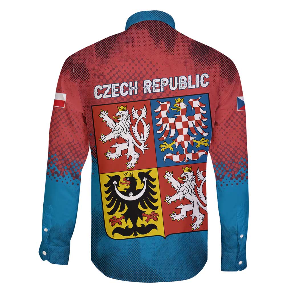 Czech Republic Family Matching Short Sleeve Bodycon Dress and Hawaiian Shirt with Blue Red Gradient Design and National Coat of Arms - Wonder Print Shop