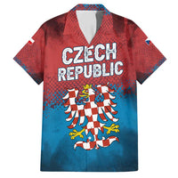 Czech Republic Family Matching Summer Maxi Dress and Hawaiian Shirt with Blue Red Gradient Design and National Coat of Arms - Wonder Print Shop