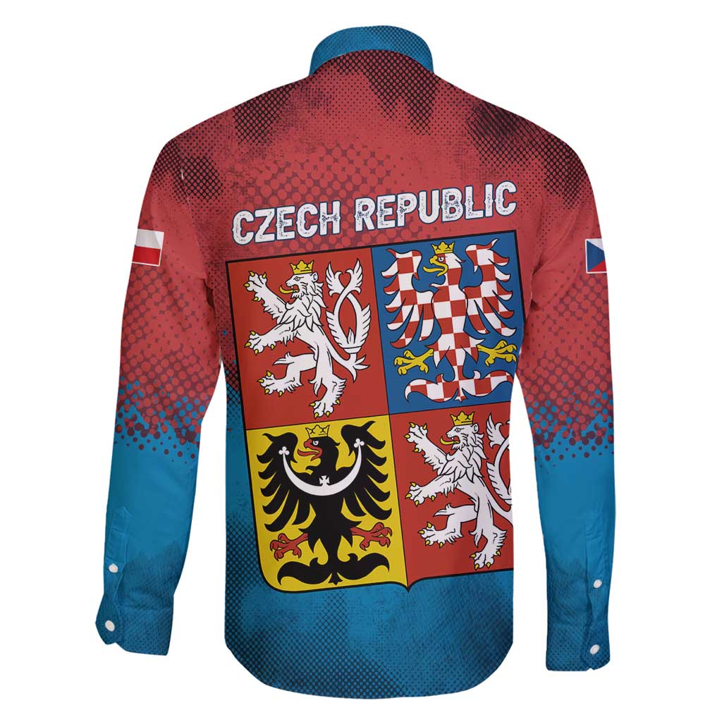 Czech Republic Family Matching Summer Maxi Dress and Hawaiian Shirt with Blue Red Gradient Design and National Coat of Arms - Wonder Print Shop