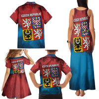 Czech Republic Family Matching Tank Maxi Dress and Hawaiian Shirt with Blue Red Gradient Design and National Coat of Arms - Wonder Print Shop
