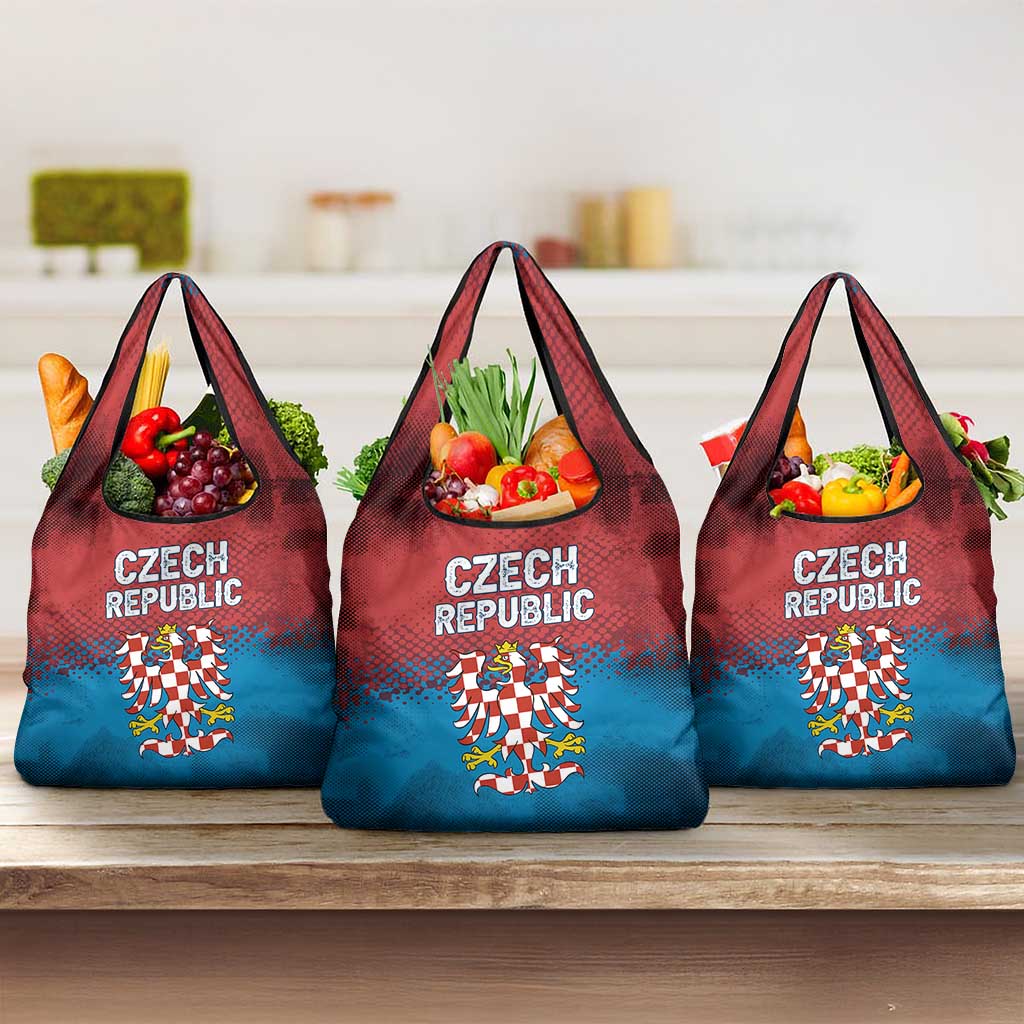 Czech Republic Grocery Bag with Blue Red Gradient Design and National Coat of Arms - Wonder Print Shop