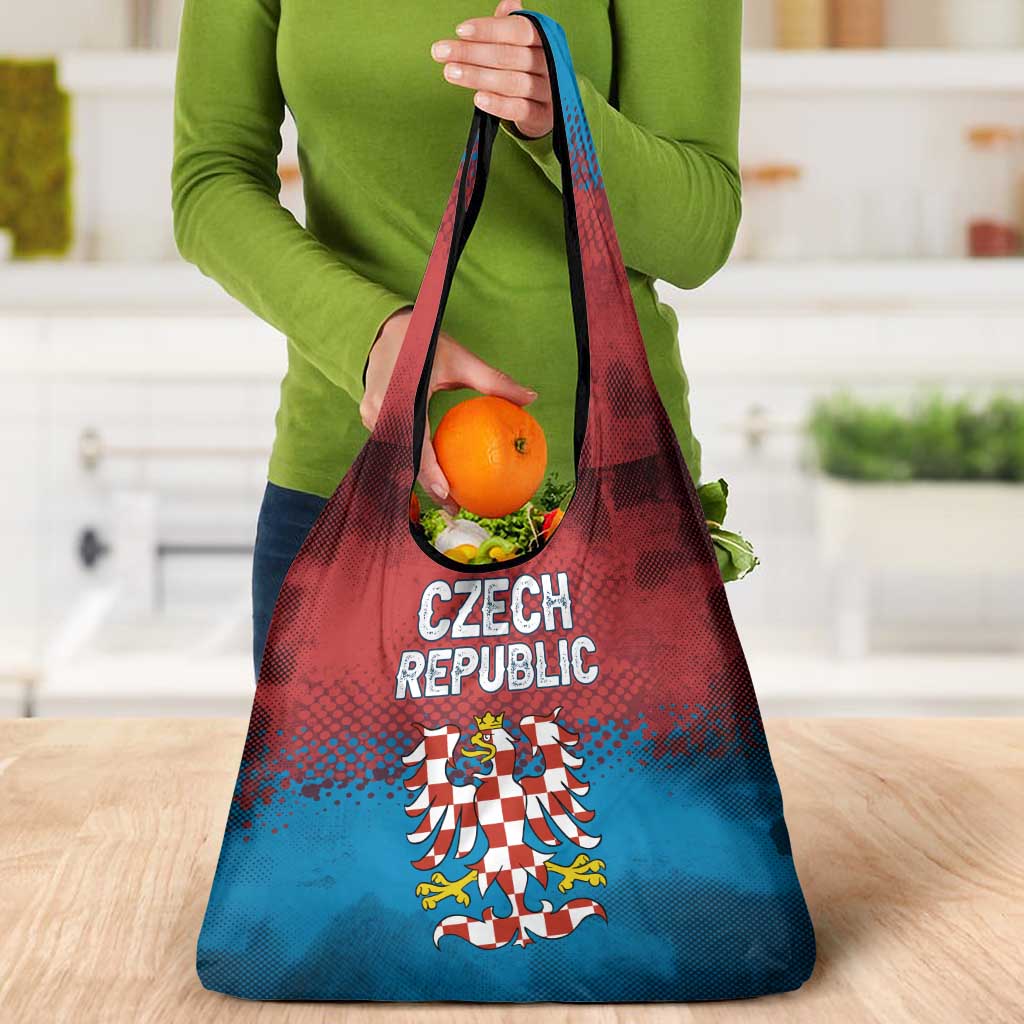 Czech Republic Grocery Bag with Blue Red Gradient Design and National Coat of Arms - Wonder Print Shop