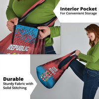 Czech Republic Grocery Bag with Blue Red Gradient Design and National Coat of Arms - Wonder Print Shop