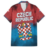 Czech Republic Hawaiian Shirt with Blue Red Gradient Design and National Coat of Arms - Wonder Print Shop