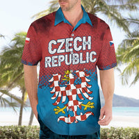 Czech Republic Hawaiian Shirt with Blue Red Gradient Design and National Coat of Arms - Wonder Print Shop