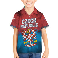 Czech Republic Hawaiian Shirt with Blue Red Gradient Design and National Coat of Arms - Wonder Print Shop