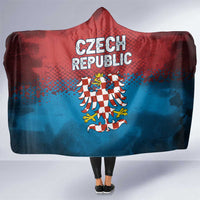 Czech Republic Hooded Blanket with Blue Red Gradient Design and National Coat of Arms - Wonder Print Shop