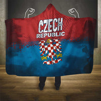 Czech Republic Hooded Blanket with Blue Red Gradient Design and National Coat of Arms - Wonder Print Shop