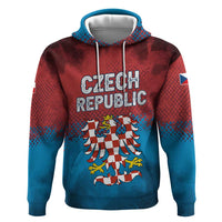 Czech Republic Hoodie with Blue Red Gradient Design and National Coat of Arms - Wonder Print Shop