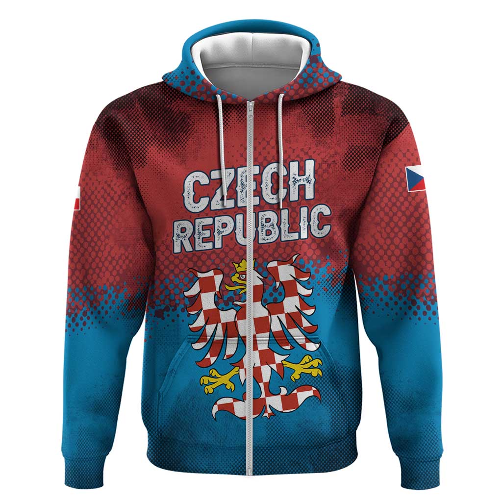 Czech Republic Hoodie with Blue Red Gradient Design and National Coat of Arms - Wonder Print Shop
