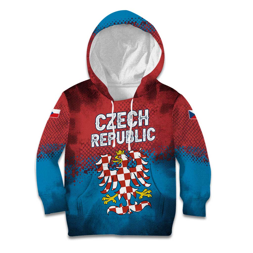 Czech Republic Kid Hoodie with Blue Red Gradient Design and National Coat of Arms - Wonder Print Shop