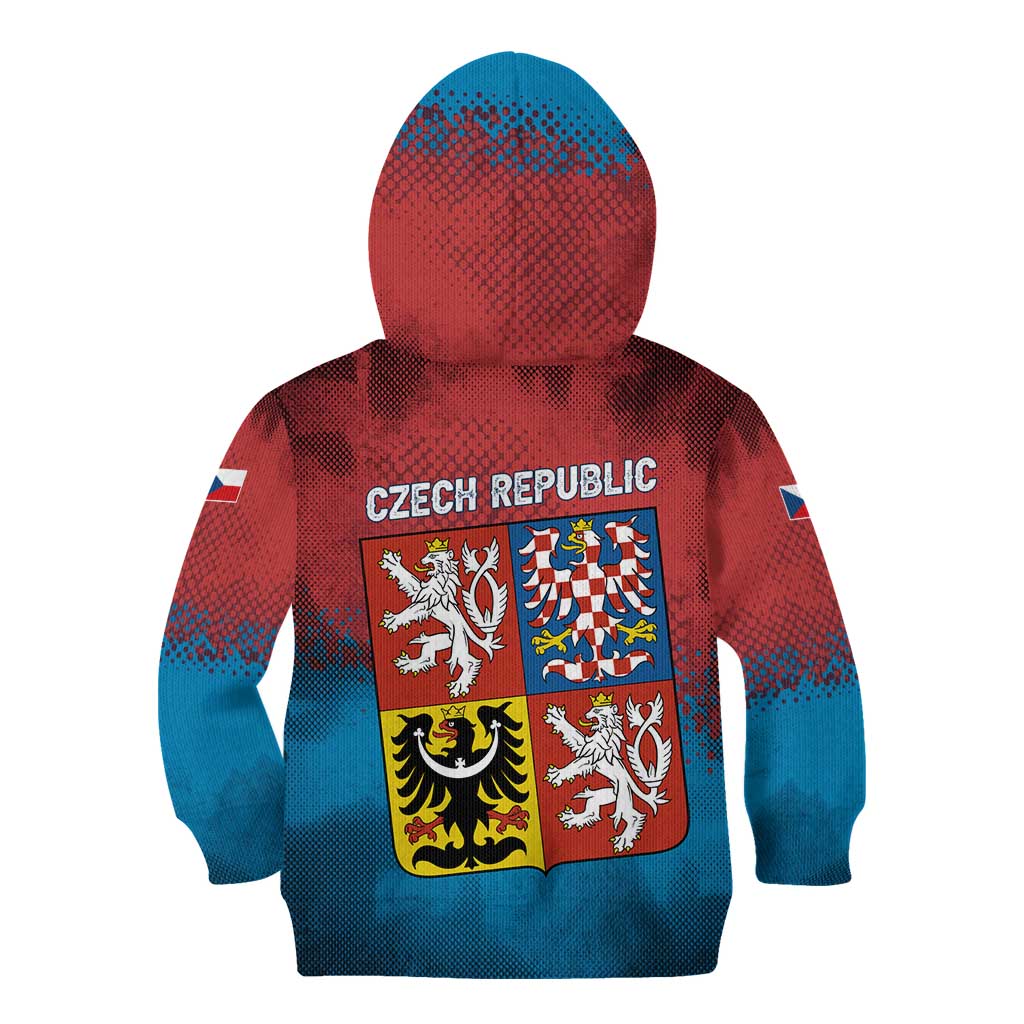 Czech Republic Kid Hoodie with Blue Red Gradient Design and National Coat of Arms - Wonder Print Shop