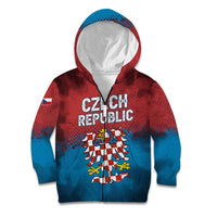 Czech Republic Kid Hoodie with Blue Red Gradient Design and National Coat of Arms - Wonder Print Shop