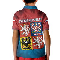 Czech Republic Kid Polo Shirt with Blue Red Gradient Design and National Coat of Arms - Wonder Print Shop