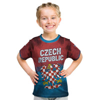 Czech Republic Kid T Shirt with Blue Red Gradient Design and National Coat of Arms - Wonder Print Shop