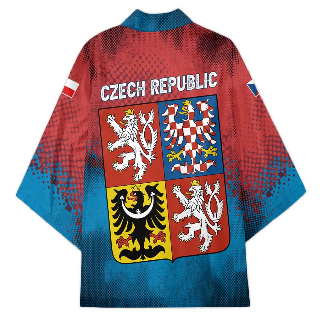 Czech Republic Kimono with Blue Red Gradient Design and National Coat of Arms - Wonder Print Shop