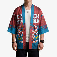 Czech Republic Kimono with Blue Red Gradient Design and National Coat of Arms - Wonder Print Shop