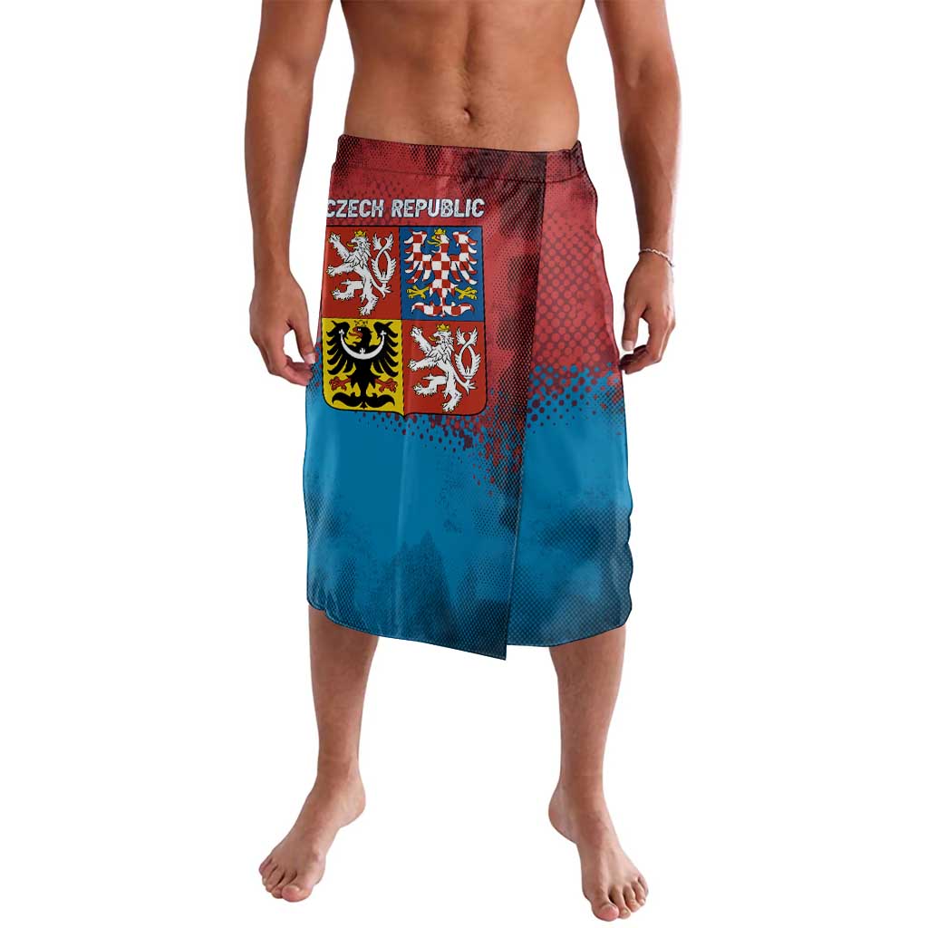 Czech Republic Lavalava with Blue Red Gradient Design and National Coat of Arms - Wonder Print Shop