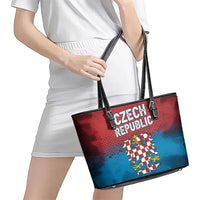 Czech Republic Leather Tote Bag with Blue Red Gradient Design and National Coat of Arms - Wonder Print Shop