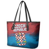 Czech Republic Leather Tote Bag with Blue Red Gradient Design and National Coat of Arms - Wonder Print Shop