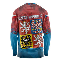 Czech Republic Long Sleeve Shirt with Blue Red Gradient Design and National Coat of Arms - Wonder Print Shop
