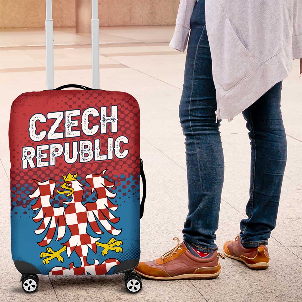 Czech Republic Luggage Cover with Blue Red Gradient Design and National Coat of Arms - Wonder Print Shop